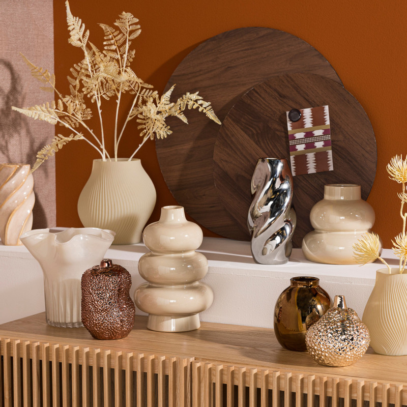 Vaasje lang - koperkleurig - ø11x15.5 cm